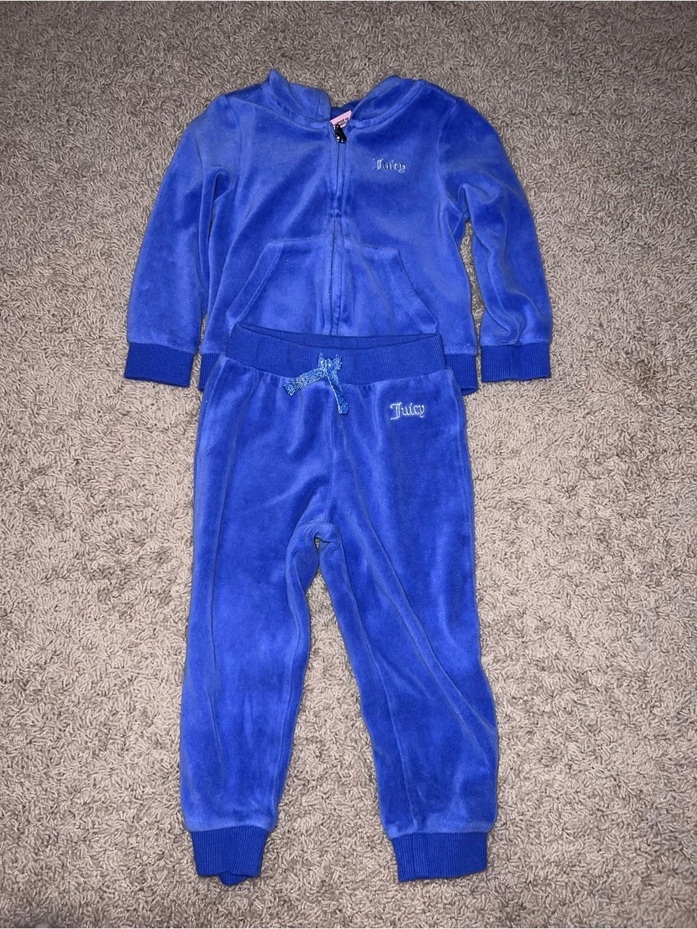 Toddler Juicy Couture Royal Blue Velour Hoodie & Jogger